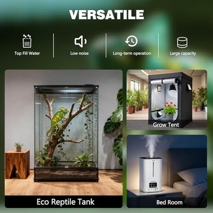 COOSPIDER Reptile Fogger Humidifier, Automatic Humidifiers, Terrarium Humidifiers with Timer Humidity Control, Reptile Mister for Reptiles Amphibians Herps Vivarium (White, 5L/1.32GAL) - color: White