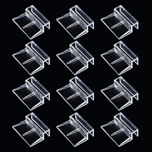 NestBasics 12pcs Transparent Aquarium Lid Clips,Rimless Fish Tank Glass Cover top Support,Aquarium Hood Holder, Aquarium top Clips,fit 11-12mm Thickness Glass(Transparent, 12pcs 11-12mm Clips) - size: 12pcs 11-12mm clips