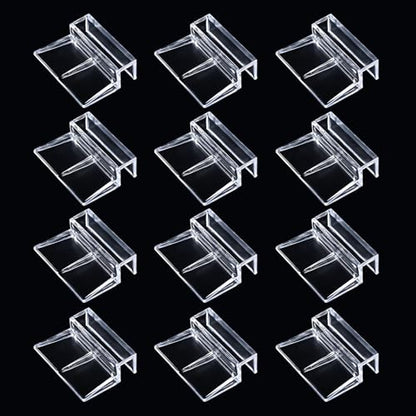 NestBasics 12pcs Transparent Aquarium Lid Clips,Rimless Fish Tank Glass Cover top Support,Aquarium Hood Holder, Aquarium top Clips,fit 11-12mm Thickness Glass(Transparent, 12pcs 11-12mm Clips) - size: 12pcs 11-12mm clips