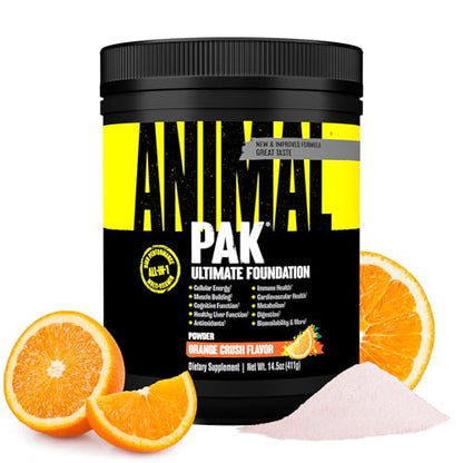 Animal Pak - Convenient All-in-One Vitamin & Supplement Powder, Orange Crush - Zinc, Vitamins C, B, D, Amino Acids, Immune Support, Digestive Enzymes - Daily Multivitamin for Women & Men - 60 Scoops - size: 30 Servings (Pack of 1), style: Orange Crush