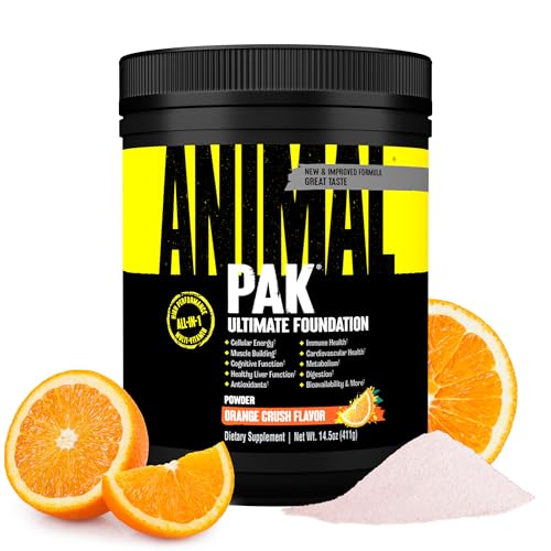 Animal Pak - Convenient All-in-One Vitamin & Supplement Powder, Orange Crush - Zinc, Vitamins C, B, D, Amino Acids, Immune Support, Digestive Enzymes - Daily Multivitamin for Women & Men - 60 Scoops - size: 30 Servings (Pack of 1), style: Orange Crush