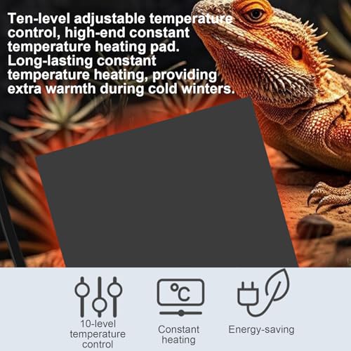 Reptile Heat Mat - 14W Under Tank Heating Pad, Temperature Control Pad, Terrarium Warmer | 14W Adjustable Thermal Mat for Hermit Crab Gecko Lizard Spider Turtle Snake Pet Habitat Amphibian