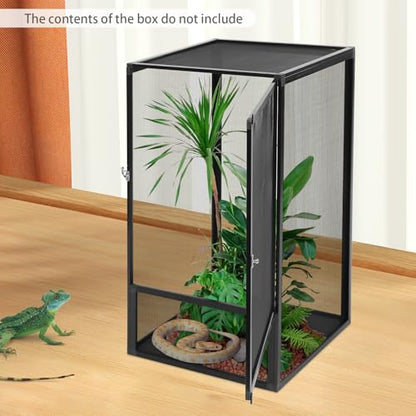 Reptile Pet Feeding Net Box,Aluminum Alloy Mesh Cage,17.7"x17.7"x31.5" Micro Habitat Terrarium Enclosure, Micro Habitat Terrarium Enclosure for Chameleons,Lizards,Snakes,and Small Animals