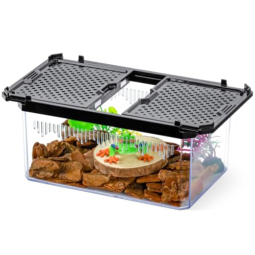 High-Transparency Reptile & Insect Enclosure Terrarium with Magnetic Door, Excellent Ventilation, Easy Cleaning, and Strong, Long-Lasting Build for Cricket,Frog,Gecko, Tarantula, Hermit Crab Black,7.5 - color: Black, size: 7.5x4.9x3.7 Inch