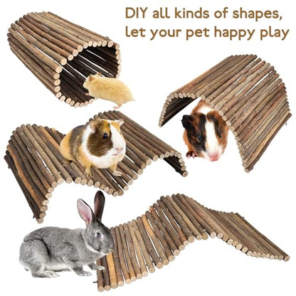 PINVNBY 2 PCS Extra Large Wooden Bunny Ladder Bridge-20 x 11.8 inches, Rabbits Hideout House Tunnel, Rodents Chew Toys for Guinea Pig Chinchillas Hedgehogs Ferrets Rat - size: 2 PCS, L ( 20 X 11.8 inches )