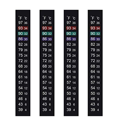 Aquarium Thermometer Strips, Adhesive Kombucha Beer Brewing Temperature Strip, Stick On Strip Thermometer Sticker for Fish Tank/Fermentation Jar (39 to 97℉/4 to 36℃) Terrarium Water Temperature Test - size: 4 Count (Pack of 1)
