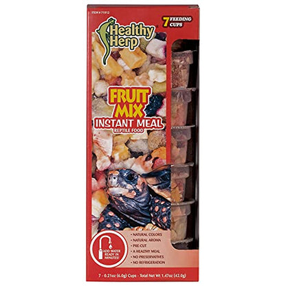 Healthy Herp Fruit Mix Instant Meal Reptile Food - Bearded Dragon Accessories & Bearded Dragon Food - Nutritious Blend for Bearded Dragons, Box Turtles, Tortoises, Hermit Crabs - 7 x 0.21 oz (6g) Cups - size: 1.47 Ounce (Pack of 1), style: 7-Pack Cups