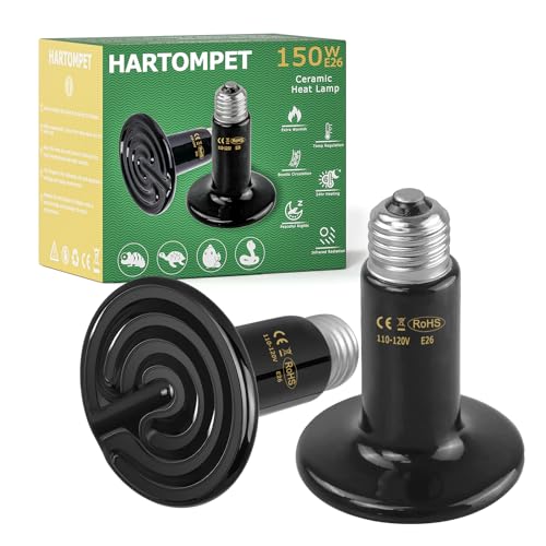 150W Ceramic Heat Emitter, Black Reptile Heat Bulb, No Light No Harm, Infrared Reptile Heat Lamp for Lizard, Amphibian, Turtle, Dog, Cat, Ideal for Terrarium, Incubating Chicken, ETL Listed - size: 150 Watts