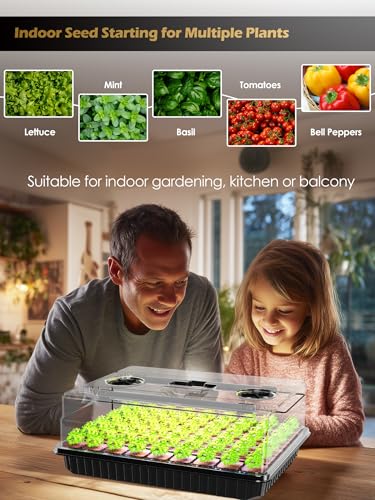 GLOWRIUM Seed Starter Tray with Full Spectrum Grow Light,54-Cell*3 Pack Seed Starter Kit with Humidity Dome,6-Setting Auto Timer,Adjustable Brightness for Indoor Plant (3-Pack) - style: 3-Pack