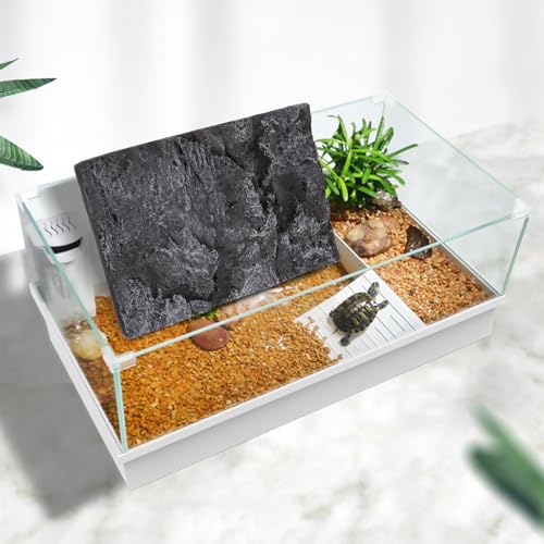 Toyvian 3D Reptile Tank Decoration Panel Large Turtle Tank Accessory Reptile Terrarium Dec