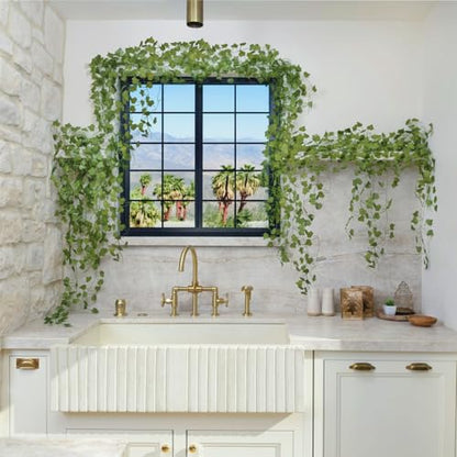 CQURE 120 Pack 840Ft Artificial Ivy Fake Vines,Ivy Garland Greenery Garland Fake Hanging Plants Vines Aesthetic Green Leaves for Bedroom Wedding Party Garden Wall Room Decor