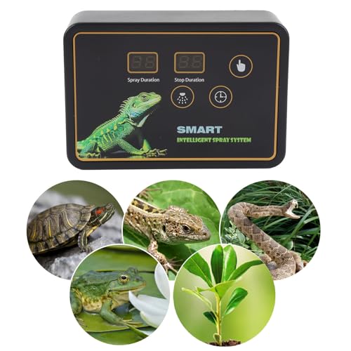 Luocute Automatic Reptile System with Timer, 360° Adjustable Nozzles Smart Misting System for Reptiles Terrariums Rainforest Timer Misting System, Quiet Touch Control DC 5V (US Plug)