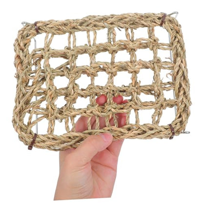 jojofuny Bearded Dragon Bed with Sea Grass Material, Rectangle Shape Climbing Habitat Decor, Wear-Resistant Lizard Hammock for Bearded Dragon and Leopard Gecko Tank or Outdoor Frog Habitat