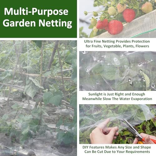 Ultra Fine Garden Netting, 4'x10' Plant Netting Pest Barrier for Garden Protection Row Cover Raised Bed Screen Mesh Greenhouse Mosquito Net, Protecting Tree Plants Vegetable Flowers Fruits - color: White 4x10ft