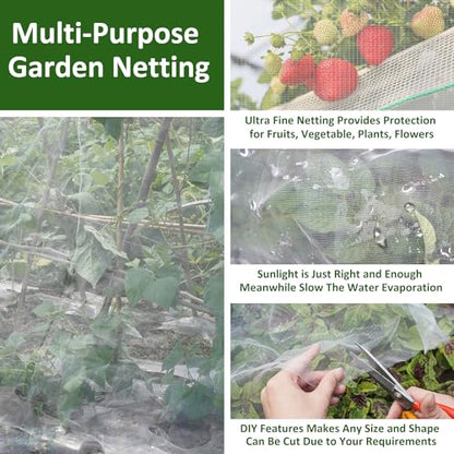 Ultra Fine Garden Netting, 4'x10' Plant Netting Pest Barrier for Garden Protection Row Cover Raised Bed Screen Mesh Greenhouse Mosquito Net, Protecting Tree Plants Vegetable Flowers Fruits - color: White 4x10ft