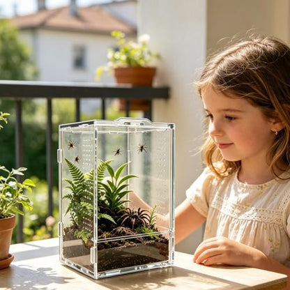 Genérico Jumping Spider Terrarium - Habitat Acrylic Tarantulas,Religious Mantis Enclosure | for Breeders Pet Lovers Educators School Projects Living Room Study Stores Office