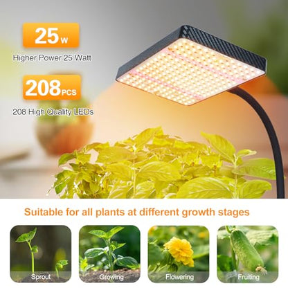 FECiDA 2026 Desk Grow Lights for Indoor Plants, Full Spectrum Tabletop Grow Lights for Seed Starting, Seedlings, Bonsai, 5 Modes 4/8/12/16/20 Hr Timer, 25 Watt Bright Enough, 16"-24" Height Adjustable - size: TableTop-1Head-25W-Timer