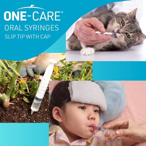 ONE-CARE 1ml Oral Syringe with Cap - Sterile, Individually Wrapped - 100 Dispensers, Slip Tip, Uses include oral administration of medicine for infants, adults and animals - size: 1ml