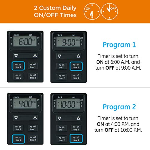 myTouchSmart Indoor/Outdoor Plug-in Digital Timer, One Grounded Outlet, Two Easy-to-Set Custom Daily On/Off Times, Weather Resistant, Ideal for Small Pumps and Seasonal Lighting, 36027 (Pack of 3) - size: 3 Pack