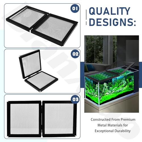 Screen Cover with Hinged Door Compatible with 10, 15 High, 20 X-Tall Gallon Aquariums/Terra Terrarium & Other Glass Tanks - Reduce The Risk of Pet Escape, Ensure Smooth Ventilation