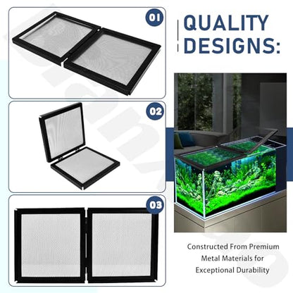 Screen Cover with Hinged Door Compatible with 10, 15 High, 20 X-Tall Gallon Aquariums/Terra Terrarium & Other Glass Tanks - Reduce The Risk of Pet Escape, Ensure Smooth Ventilation