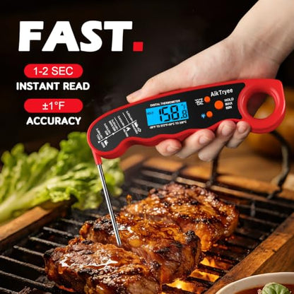 Digital Instant Read Meat Thermometer Kitchen Cooking Food Candy Thermometer for Oil Deep Fry BBQ Grill Smoker Thermometer by AikTryee - color: Red-SR807