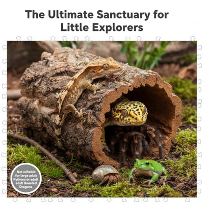 Veemoon Natural Tree Trunk Reptile Hide Cave Reptile & Amphibian Habitat Hideouts Natural Cork Bark Tree Trunk Terrarium Log Cave Wood Climbing Hide for Gecko Snakes Hermit Crabs Frog, 4. 9×5. 9"