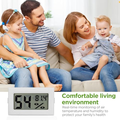 12 Pack Mini Hygrometer Digital Electronic Temperature Humidity Meters Gauge Indoor Thermometer Hygrometer LCD Display Fahrenheit (℉) for Guitar Case,Greenhouse, Garden, Cellar, Closet (White) - color: White