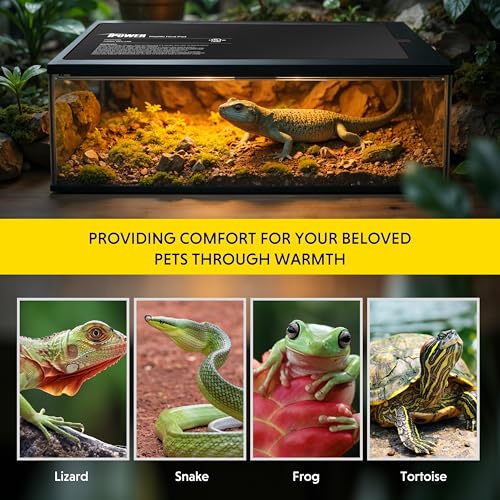 iPower 8x18 Inch Reptile Heating Pad with LCD Digital Aquarium Thermometer, Under Tank Heater Warmer Heat Mat for Turtles, Lizards, Frogs, Snakes - color: Black/Heat Pad + Thermometer, size: 8" x 18"