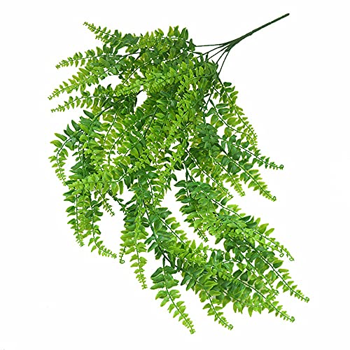 Artificial Plants 4 Pcs, Vines Ferns Persian Rattan Fake Hanging Plant Faux Hanging Boston Ivy Leaves Fern Outdoor UV Resistant Plastic Plants for Wall Indoor Vine (Green) - color: Boston Vine - 4pcs