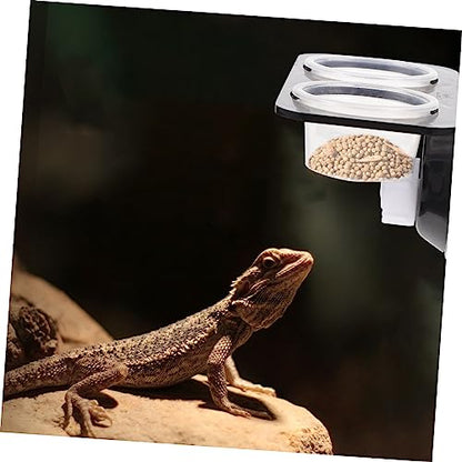 Reptile Feeder with Suction Cup Double Cup Food and Water Bowl for Lizards Geckos Bearded Dragons Easy to Clean and Install Feeding Tool for Crawling Pets