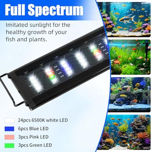 AQUANEAT LED Aquarium Light with Timer for 12-16 Inch Fish Tank, Brightness Adjustable, Full Spectrum, Low Medium Light Plant Lamp