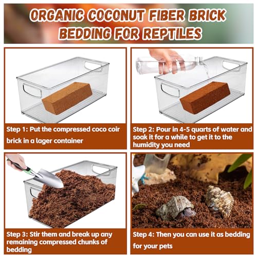 Legigo 6 Pack Coconut Fiber Substrate, Natural Coco Coir Bedding for Reptiles Turtles, Tortoises, Snake, Hermit Crab, Gecko, Lizard, Bioactive Terrarium Soil for Humidity Control and Plant Substrate - color: 6 Pack