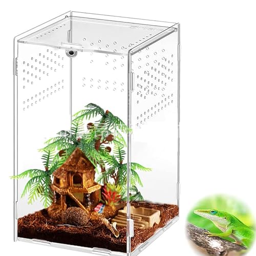 Mini Reptile Terrariums Tank, Tarantula Enclosure, Chameleon cage, Amphibians Habitat Cages for Small Reptiles, Geckos, Snakes, Lizards, Turtles, Serpents -Acrylic(4.7 * 4.7 * 8 inchs) - color: 1#