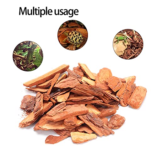 Agatige Tortoise Reptile Substrate, Reusable Simulate Habitats Snake Bedding Pine Bark Tortoise Bedding for Ball Python Terrarium Tanks (Large granules 250g)