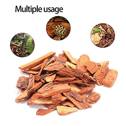 Agatige Tortoise Reptile Substrate, Reusable Simulate Habitats Snake Bedding Pine Bark Tortoise Bedding for Ball Python Terrarium Tanks (Large granules 250g)