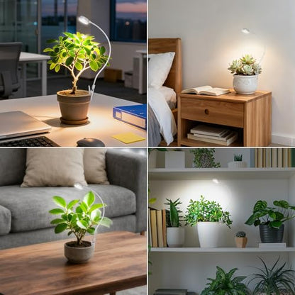 Small Grow Light for Indoor Plants, 5W Clip-On Plant Light for Small Pots, Full Spectrum 4000K, Auto On/Off 3/6/12H Timer, 4 Dimmable Levels for Succulents, Herbs and Seedlings - size: 1-Pcak