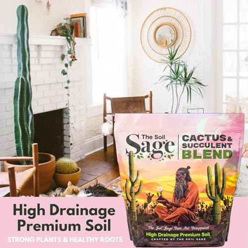 The Soil Sage 5 Dry Qt Cactus & Succulent Potting Soil Mix, USA Made - Gritty, Fast Draining, Soilless, Root Boosting, Peat-Free - Growth of Cactus, Succulents, Jade, Aloe Vera (5 Qt) - size: 5 Qt