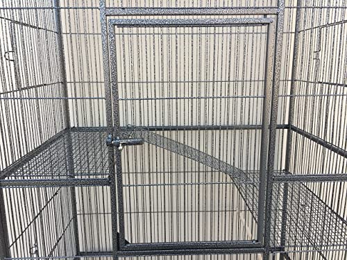 64" Extra Large Wrought Iron Chew Proof 4-Levels Ferret Chinchilla Sugar Glider Mice Rat Mouse Hamster Cage Narrow 1/2-Inch Bar Spacing Easy Clean Pull Out Tray with Detachable Rolling Stand - color: Black Vein, size: 32"L x 19"W x 64"H With 1/2" Spacing