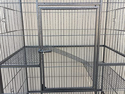 64" Extra Large Wrought Iron Chew Proof 4-Levels Ferret Chinchilla Sugar Glider Mice Rat Mouse Hamster Cage Narrow 1/2-Inch Bar Spacing Easy Clean Pull Out Tray with Detachable Rolling Stand - color: Black Vein, size: 32"L x 19"W x 64"H With 1/2" Spacing