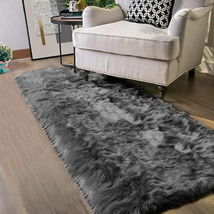 Latepis Dark Gray 2x5 Rug Runner Shaggy Machine Washable Faux Fur Rug Fluffy Shag Rugs for Living Room Bedroom Throw Rugs Room Runner - color: Dark Grey, size: 2' x 5' (Runner)