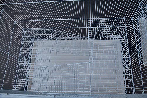 Large 3-Level Easy Foldable Bite-Proof with Tight 3/8 Inch Bar Spacing Shelves & Ladders for Ferret Chinchilla Sugar Glider Rats Mice Gerbil Mouse Metal Travel Carrier Cage Easy Clean Pull Out Tray - color: White