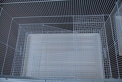 Large 3-Level Easy Foldable Bite-Proof with Tight 3/8 Inch Bar Spacing Shelves & Ladders for Ferret Chinchilla Sugar Glider Rats Mice Gerbil Mouse Metal Travel Carrier Cage Easy Clean Pull Out Tray - color: White