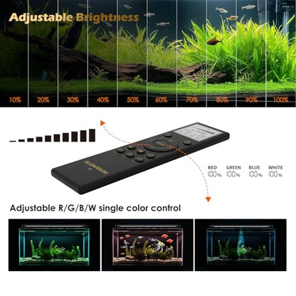 GLOWRIUM LED Aquarium Light with Remote, Full Spectrum Fish Tank Light with Auto Timer, IP67 Waterproof Freshwater Planted Tank Light, Dimmable RGB+W+Moon LEDs with High Performance (36-47inch) - size: 36-47inch