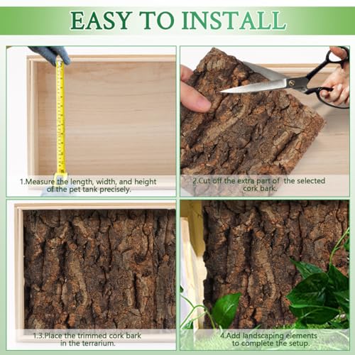 SHINEOFI Cork Bark Reptile Terrarium Background 4 Pcs Tank Decor for Gecko Lizard Frog Bearded Dragon Natural Bark Pieces for Aquarium 5.90 X 5.90 X 0.78 in