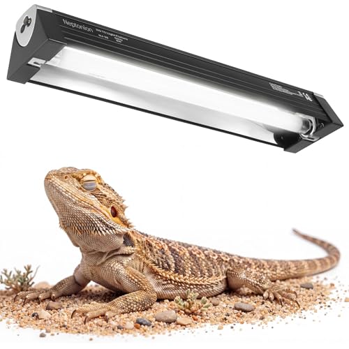 8W Reptile T5 HO UVB 12.5" 10.0 Light Fixture with Tube, Mid-Range UVB Hood for Terrariums, Suitable for Desert Reptiles Like Juvenile Bearded Dragon - color: 10.0 Desert, size: 8W-12.5 Inch