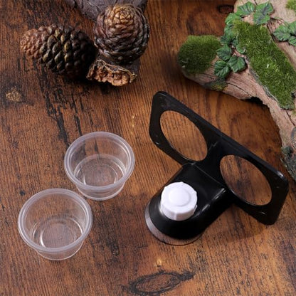 Healifty 2pcs Suction Cup Reptile Food Bowls and Water Dishes with Dual Compartments for Terrarium Feeding, Stable Lizard Water Basins Suitable for Geckos and Small Reptiles
