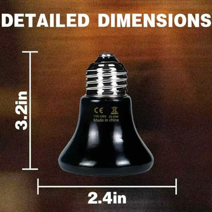 25W Ceramic Heat Emitter (2-Pack) - Reptile Heat Lamp, No Light Emitting Coil Bulb for Reptile Tanks, Terrariums, Brooders & Chicken Coops - E26 Base for Turtle, Lizard, Bearded Dragon, Snake