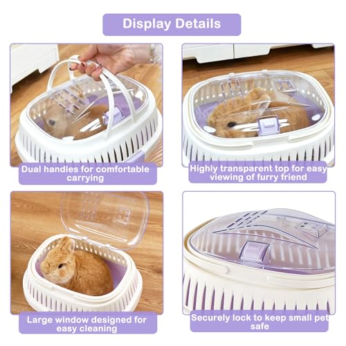 Hamster Carrier Guinea Pig Carrier 13 X 11 X 8 in Portable Hamster Travel Cage with Ventilation Holes Outdoor Small Pet Carrier for Rat Gerbil Rabbit Hedgehog Squirrel Mouse Bunny - color: Purple
