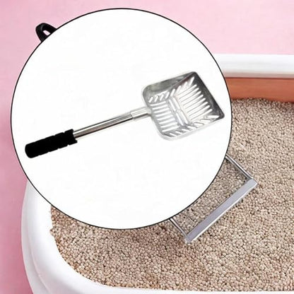 Cat Litter Scoop Sifting Scoop Reptile Waste Dustpan Lightweight Deep Scooper Kitten Waste Scooper for Kitty Pet Supplies, Black